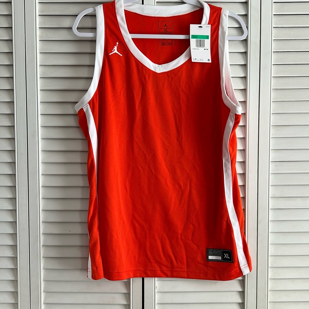 Jordan XL Dri Fit tank top NWT orange & whit side stripes